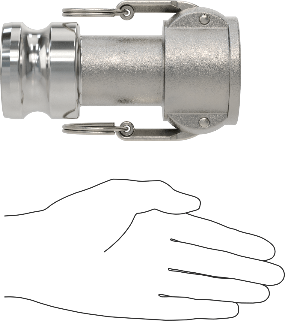 316 Paslanmaz Çelik Kam ve Yivli Hortum Bağlantısı, Adaptör, 316 Paslanmaz Çelik Kollar, 2 Plug x 1-1/2 Soket Kaplin Boyutu