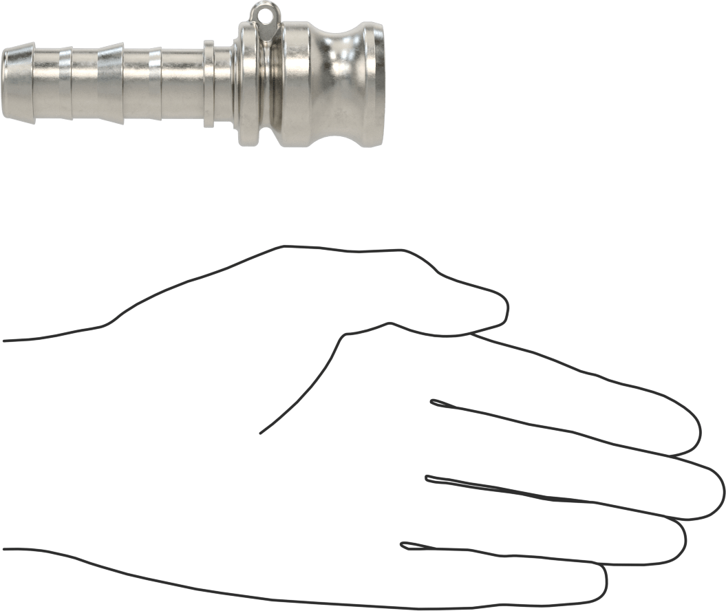 316 Paslanmaz Çelik Kam ve Yivli Hortum Bağlantısı, Düz Plug, 3/4 Kaplin Boyutu x 3/4" Hortum İç Çapı için