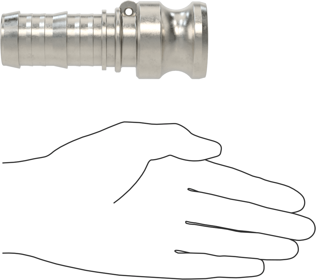 316 Paslanmaz Çelik Kam ve Yivli Hortum Bağlantısı, Düz Plug, 1-1/4 Kaplin Boyutu x 1-1/4" Hortum İç Çapı için