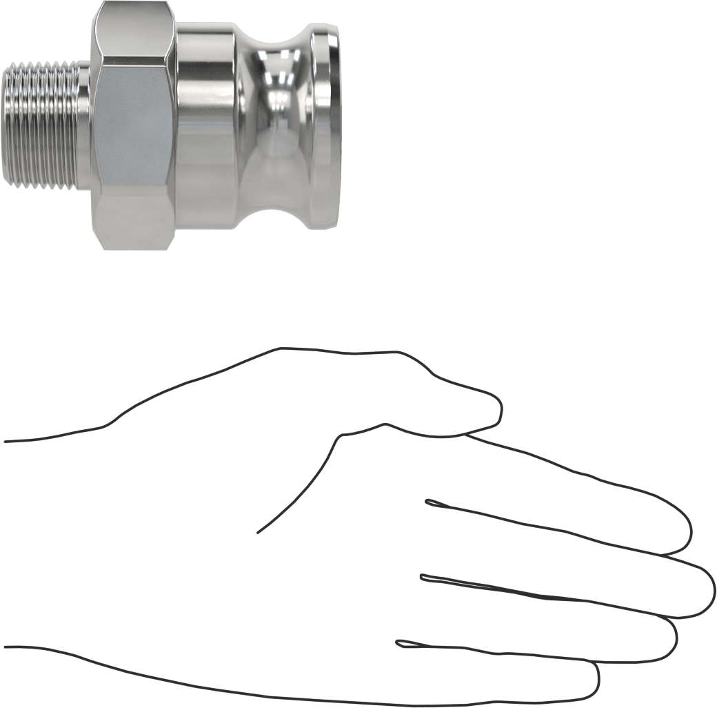 316 Paslanmaz Çelik Kam ve Yivli Hortum Bağlantısı, Kimyasallar ve Petrol için, Plug, 1-1/2 Boyut x 1 NPT Erkek