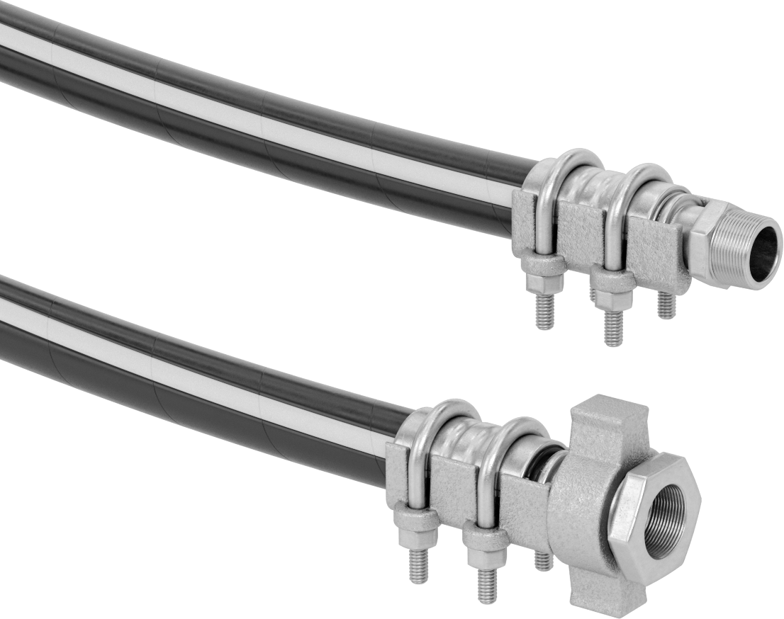 Yüksek Sıcaklık Buhar Hortumu, Demir 1-1/2 NPT Erkek x 1-1/2 NPSM Dişi Bağlantı Parçaları, Siyah
