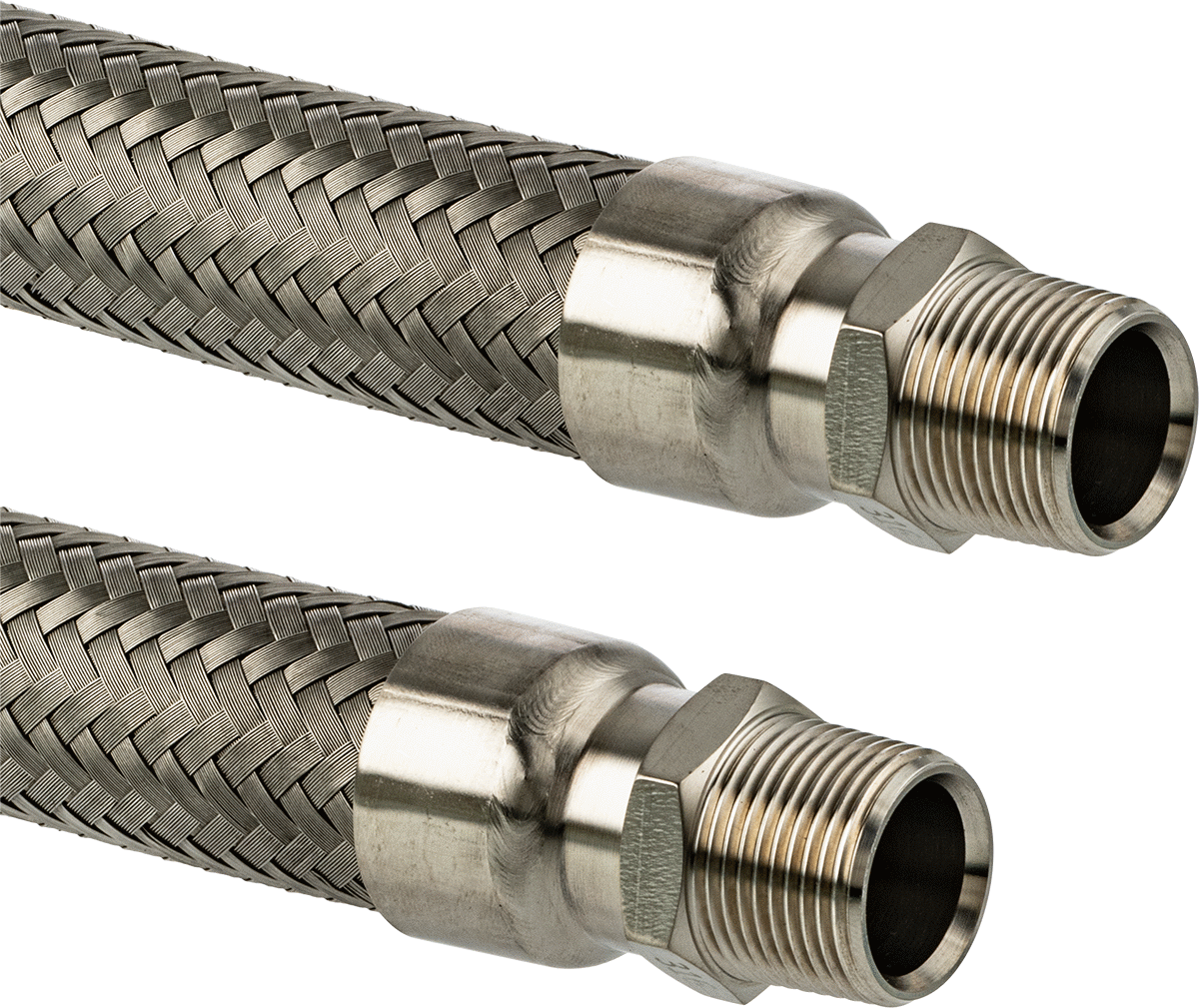 Ekstra Esnek Aşırı Sıcaklık 316 Paslanmaz Çelik Hortum, 3/4 x 3/4 316 Paslanmaz Çelik NPT Erkek Bağlantı Parçaları ile