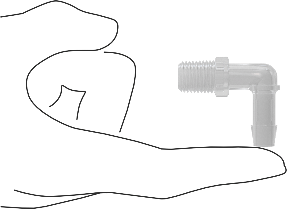 Dikenli Plastik Boru Bağlantı Parçası, Yüksek Sıcaklık, Dirsek, 3/8" boru iç çapı x 1/4 NPT erkek