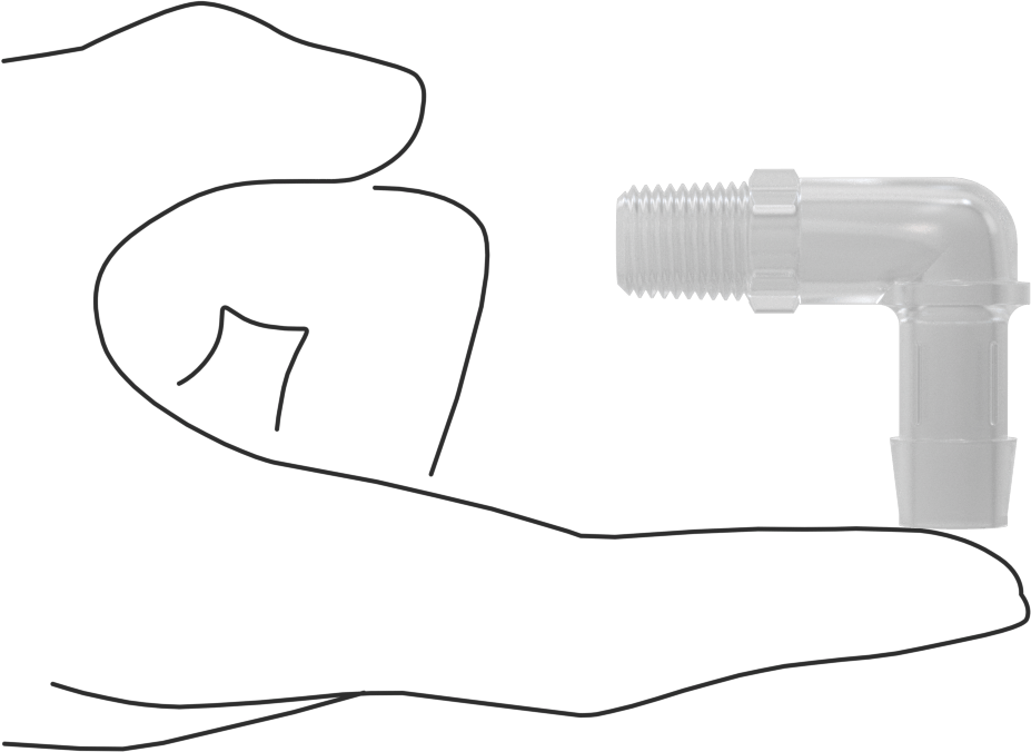 Dikenli Plastik Boru Bağlantı Parçası, Yüksek Sıcaklık, Dirsek, 1/2" Boru İç Çapı x 1/4 NPT Erkek için