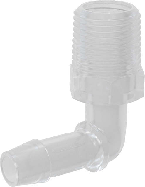 Dikenli Plastik Boru Bağlantı Parçası, Yüksek Sıcaklık, Dirsek, 3/8" Boru İç Çapı x 3/8 NPT Erkek için