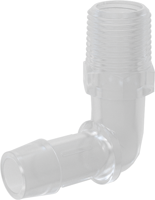 Dikenli Plastik Boru Bağlantı Parçası, Yüksek Sıcaklık, Dirsek, 1/2" Boru İç Çapı x 3/8 NPT Erkek için