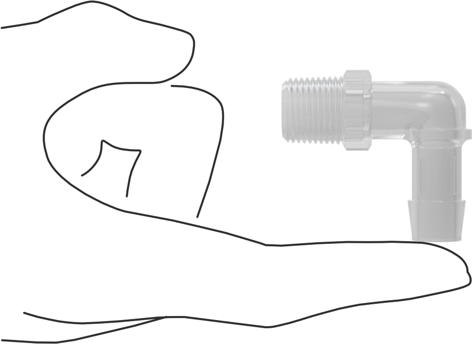 Dikenli Plastik Boru Bağlantı Parçası, Yüksek Sıcaklık, Dirsek, 1/2" Boru İç Çapı x 3/8 NPT Erkek için
