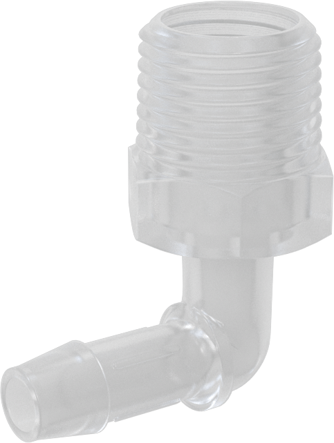 Dikenli Plastik Boru Bağlantı Parçası, Yüksek Sıcaklık, Dirsek, 3/8" Boru İç Çapı x 1/2 NPT Erkek