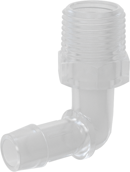 Dikenli Plastik Boru Bağlantı Parçası, Yüksek Sıcaklık, Dirsek, 1/2" Boru İç Çapı x 1/2 NPT Erkek için
