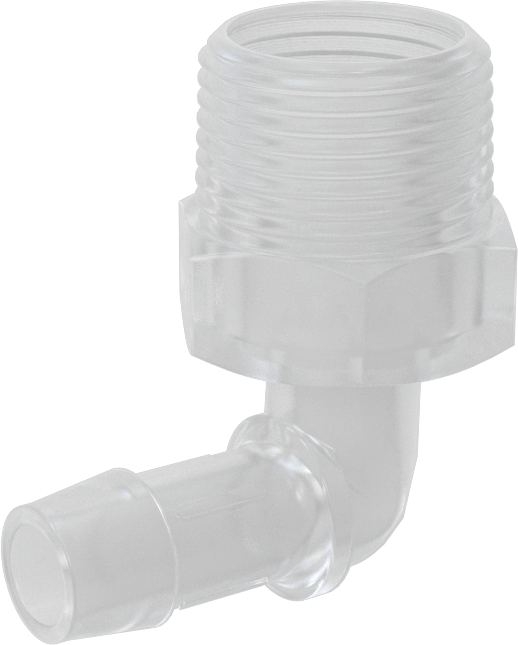 Dikenli Plastik Boru Bağlantı Parçası, Yüksek Sıcaklık, Dirsek, 1/2" Boru İç Çapı x 3/4 NPT Erkek