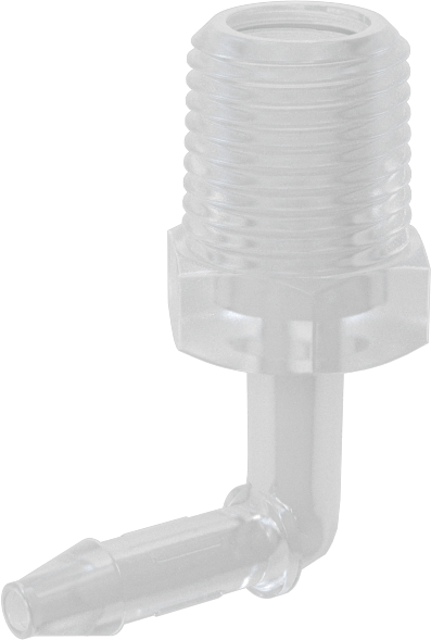 Dikenli Plastik Boru Bağlantı Parçası, Yüksek Sıcaklık, Dirsek, 1/8" Boru İç Çapı x 1/8 NPT Erkek için