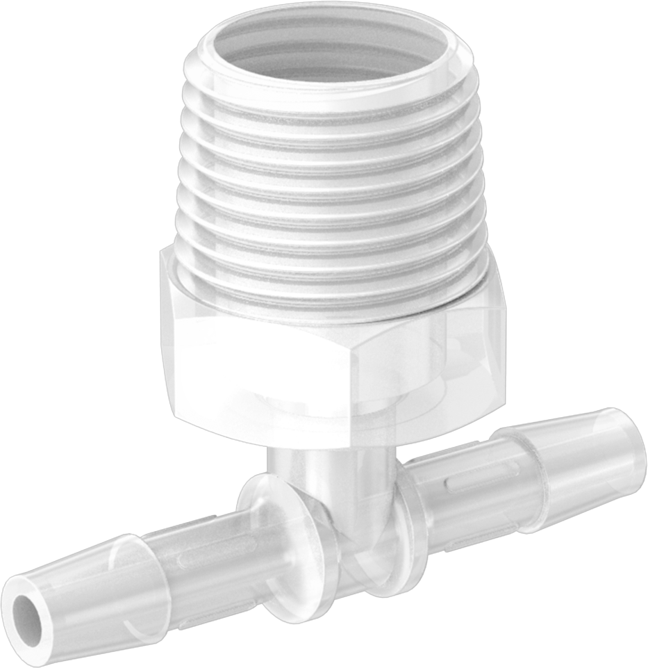 Dikenli Plastik Boru Bağlantı Parçası, Yüksek Sıcaklık, Hat Üstü T, 1/4" Boru İç Çapı x 1/2 NPT Erkek için