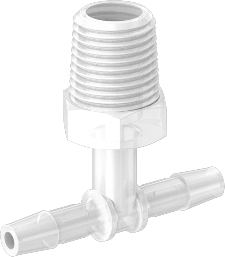 Dikenli Plastik Boru Bağlantı Parçası, Yüksek Sıcaklık, Hat Üstü T, 1/8" Boru İç Çapı x 1/8 NPT Erkek için