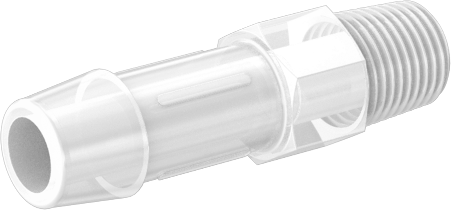 Dikenli Plastik Boru Bağlantı Parçası, Yüksek Saflık, 3/8" Boru İç Çapı x 1/8 NPT Erkek için Adaptör