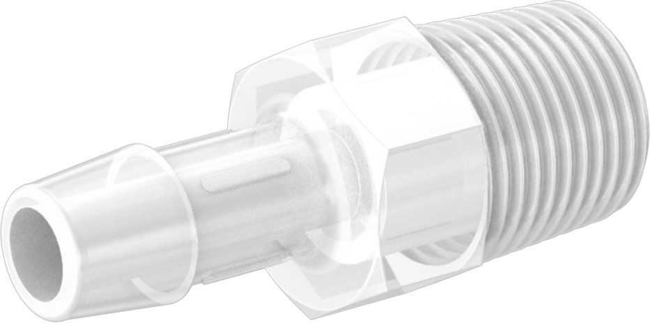Dikenli Plastik Boru Bağlantı Parçası, Yüksek Saflık, 3/8" Boru İç Çapı x 3/8 NPT Erkek için Adaptör