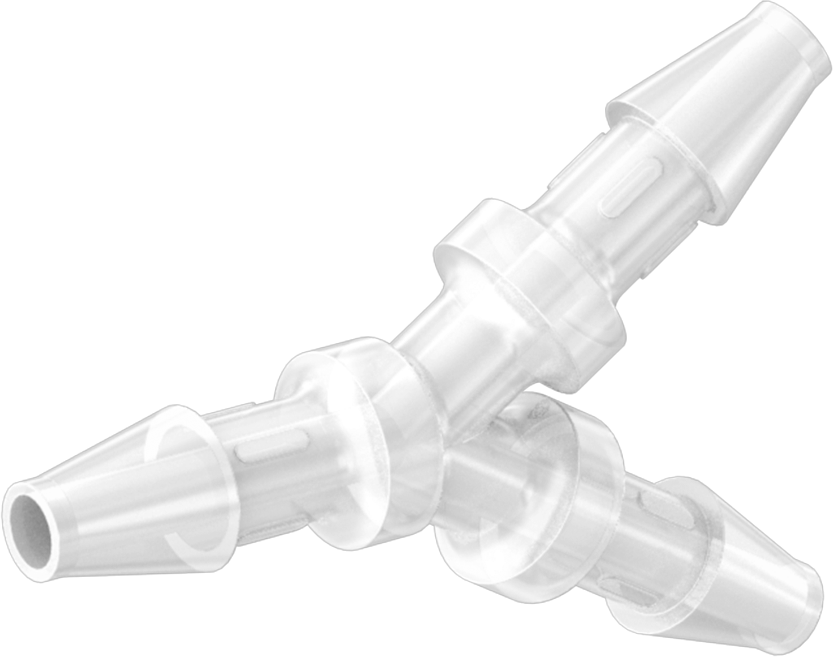 Dikenli Plastik Boru Bağlantı Parçası, Yüksek Saflık, Y-Bağlantı Elemanı, 1/8" Boru İç Çapı için
