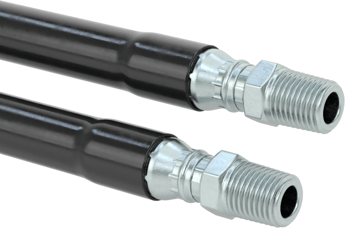 Aşırı Basınçlı Su Hortumu, Buna-N, 1/4 x 1/4 NPT Erkek Bağlantı Parçaları, 1/4" ID, 9/16" OD
