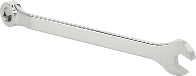 Parlatılmış Krom Kaplama Kombinasyon Anahtarı, Stubby, 6 Uçlu Açma, 5 mm Boyut, 3-1/8" Toplam Uzunluk