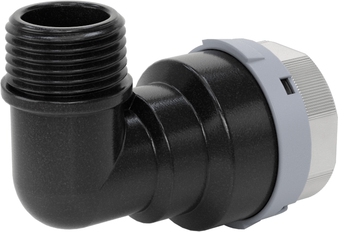 Basınçlı Hava için Hızlı Bağlantı Boru Bağlantı Parçası, Dirsek, 3/4" Dış Çaplı Boru için Dişli, 1/2 NPT Erkek, Gri