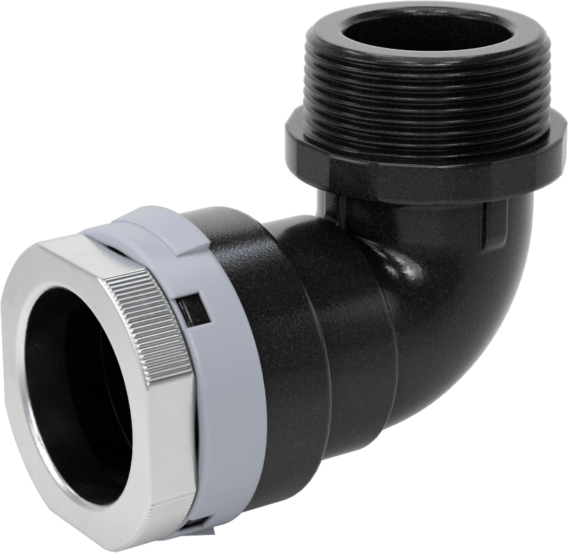 Basınçlı Hava için Hızlı Bağlantı Boru Bağlantı Parçası, Dirsek, 1-1/2" Dış Çaplı Boru için Dişi, 1-1/2 NPT Erkek, Gri