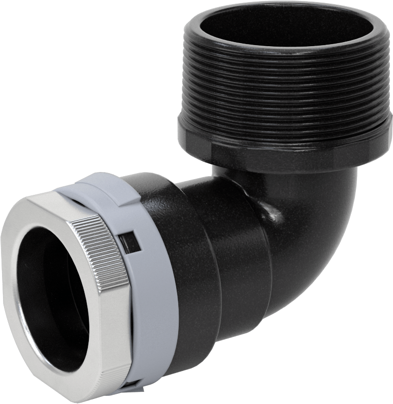 Basınçlı Hava için Hızlı Bağlantı Boru Bağlantı Parçası, Dirsek, 1-1/2" Dış Çaplı Boru için Dişi, 2 NPT Erkek, Gri