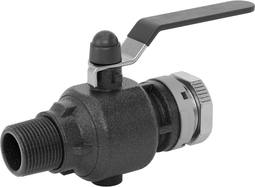 Basınçlı Hava için Hızlı Bağlantı Boru Bağlantı Parçası, Küresel Vana, 1" Dış Çaplı Boru x 3/4 NPT Erkek için Dişi, Gri