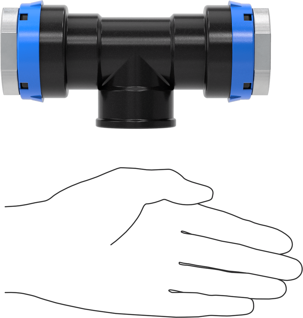 Basınçlı Hava için Hızlı Bağlantı Boru Bağlantı Parçası, Hat Üstü T, Dişli, 1-1/2" Boru Dış Çapı x 1-1/4 NPT Dişi, Mavi