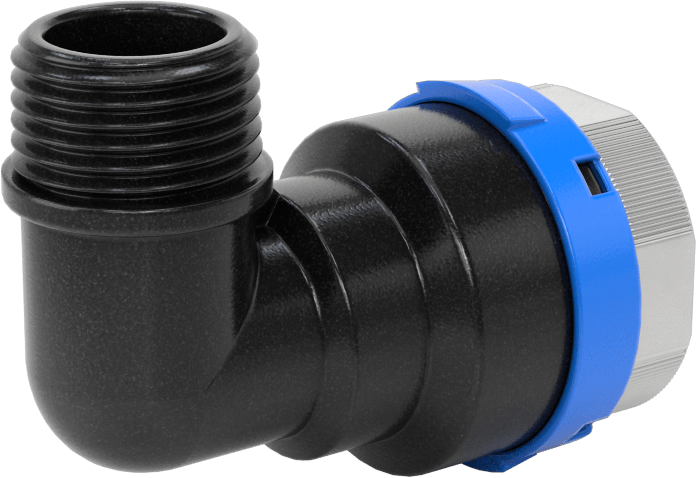 Basınçlı Hava için Hızlı Bağlantı Boru Bağlantı Parçası, Dirsek adaptörü, Dişli, 3/4" Boru Dış Çapı, 1/2 NPT Erkek, Mavi
