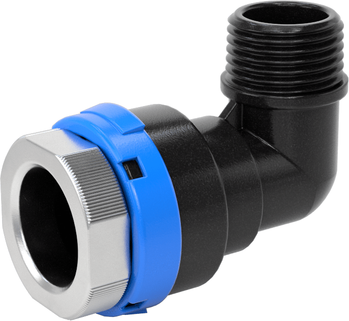 Basınçlı Hava için Hızlı Bağlantı Boru Bağlantı Parçası, Dirsek adaptörü, Dişli, 3/4" Boru Dış Çapı, 1/2 NPT Erkek, Mavi