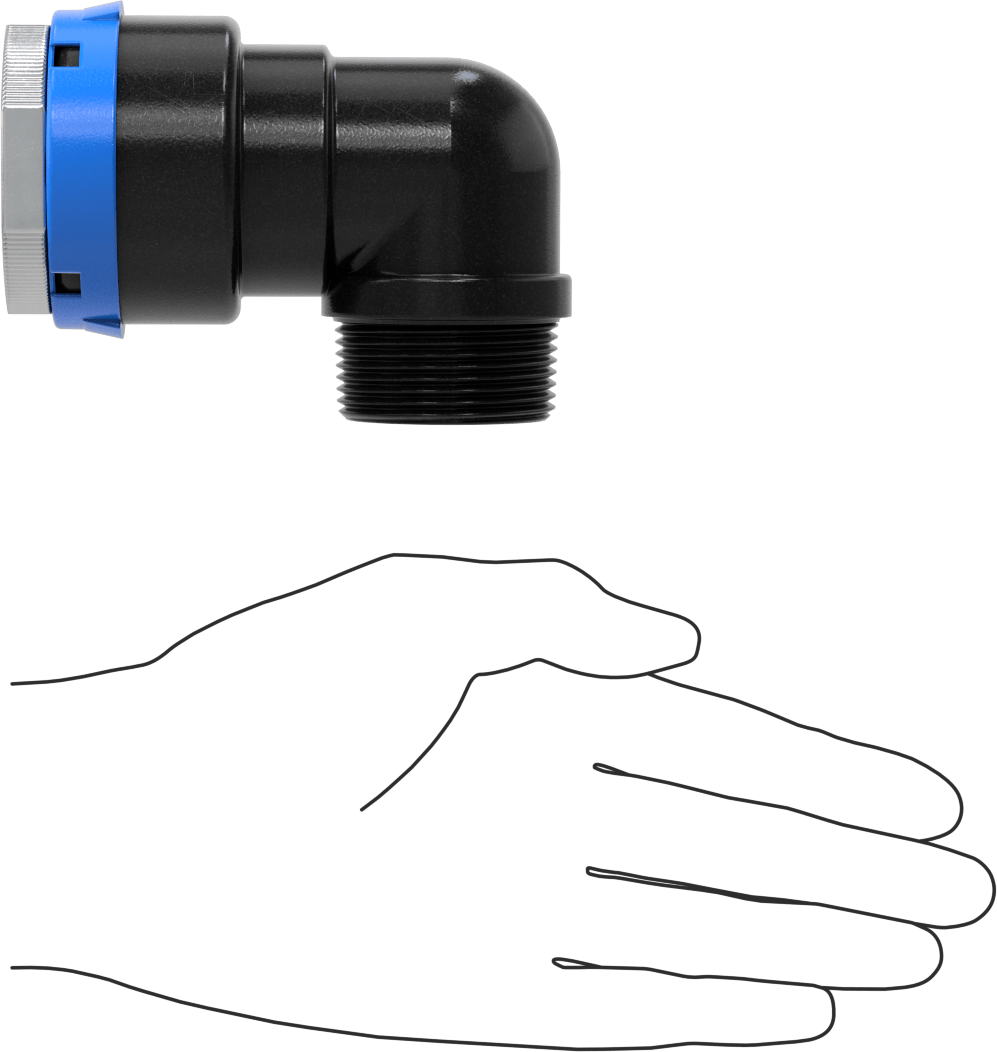Basınçlı Hava için Hızlı Bağlantı Boru Bağlantı Parçası, Dirsek, 1-1/2" Dış Çaplı Boru için Dişi, 1-1/4 NPT Erkek, Mavi