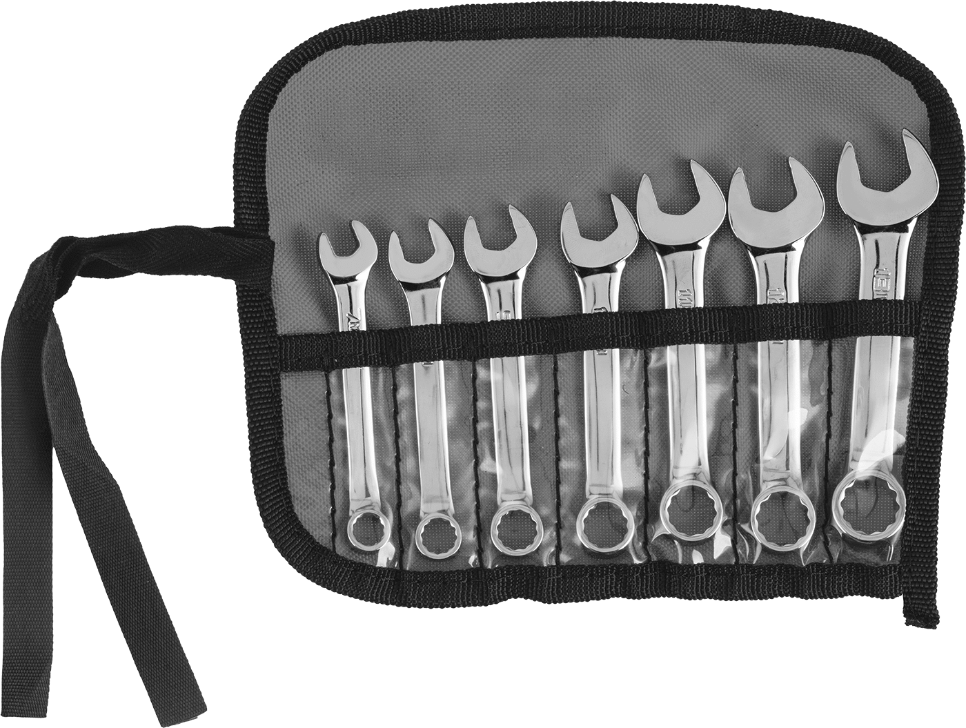 Parlatılmış Krom Kaplama Kombinasyon Anahtarı, 7 Parça Set, Stubby, 12 Noktalı Açıklık