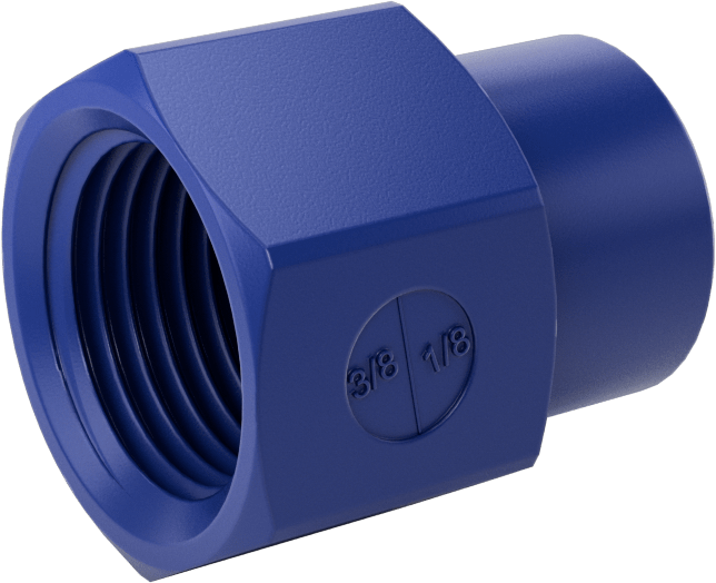 Gıda ve İçecek için Plastik Boru Bağlantı Parçası, Düz Redüktör, 3/8 NPT Dişi x 1/8 NPT Dişi