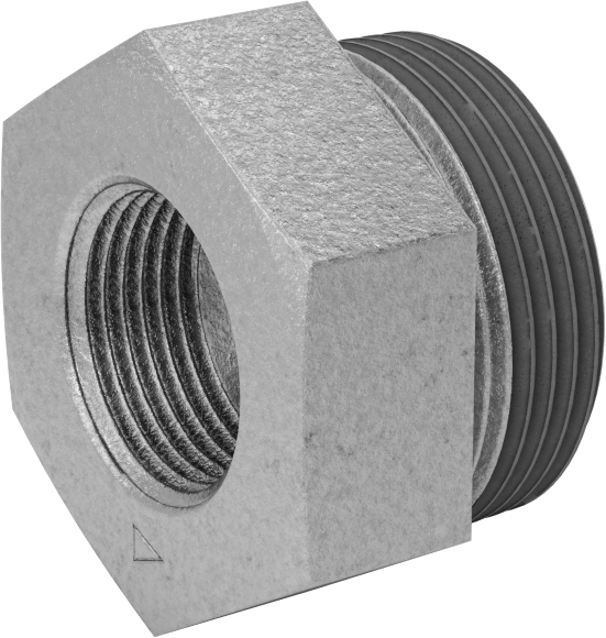 Galvanizli Demir Burçlu Düz Redüksiyon Adaptörü, Sızdırmazlık Maddeli, Düşük Basınç, 1-1/4 Erkek x 3/4 Dişi NPT