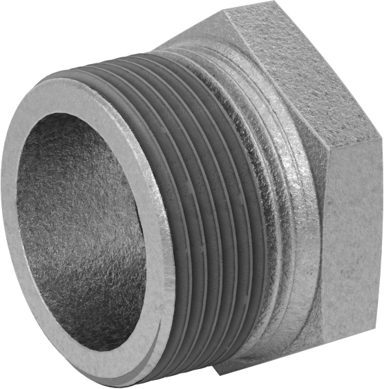 Galvanizli Demir Burçlu Düz Redüksiyon Adaptörü, Sızdırmazlık Maddeli, Düşük Basınç, 1-1/4 Erkek x 1 Dişi NPT