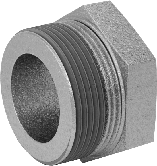 Galvanizli Demir Burçlu Düz Redüksiyon Adaptörü, Sızdırmazlık Maddeli, Düşük Basınç, 1-1/2 Erkek x 1 Dişi NPT
