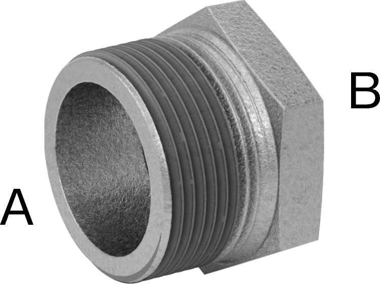 Galvanizli Demir Burçlu Düz Redüksiyon Adaptörü, Sızdırmazlık Maddeli, Düşük Basınç, 1-1/4 Erkek x 1 Dişi NPT