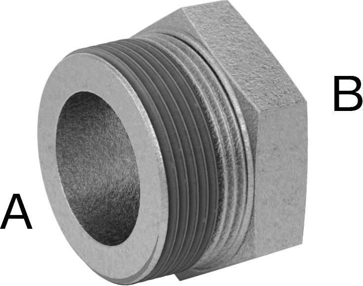 Galvanizli Demir Burçlu Düz Redüksiyon Adaptörü, Sızdırmazlık Maddeli, Düşük Basınç, 1-1/2 Erkek x 1 Dişi NPT
