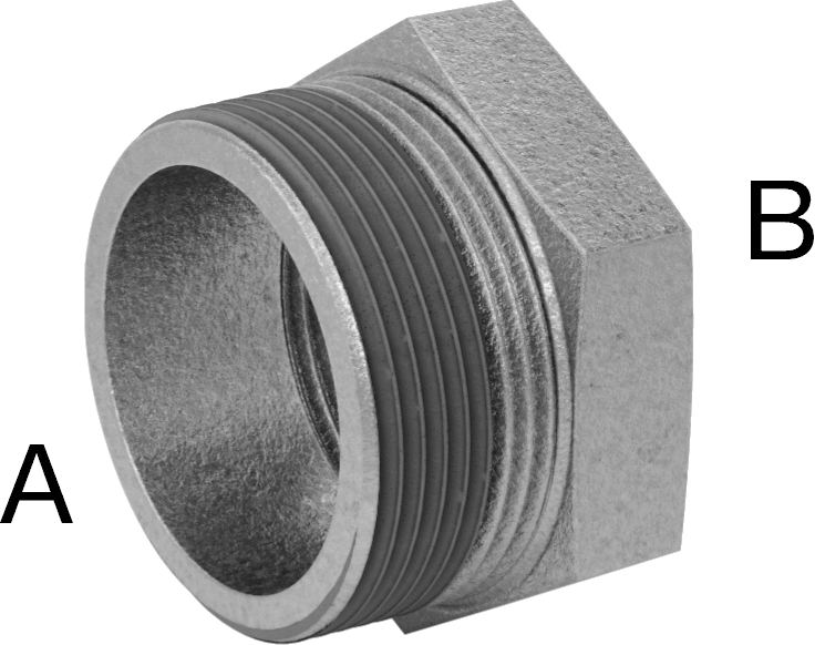 Galvanizli Demir Burçlu Düz Redüksiyon Adaptörü, Sızdırmazlık Maddeli, Düşük Basınç, 1-1/2 Erkek x 1-1/4 Dişi NPT