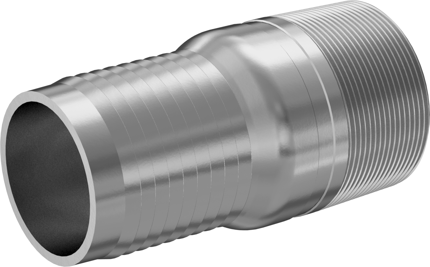 Hava ve Su için Kolay Takılabilir Dikenli Hortum Adaptörü, Düz, 2-1/2" Hortum İç Çapı x 2-1/2 BSPT Erkek için