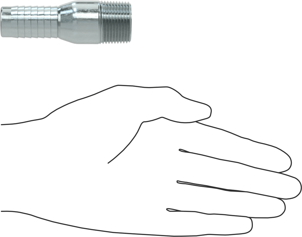 Hava ve Su için Kolay Takılabilir Dikenli Hortum Adaptörü, Düz, 3/4" Hortum İç Çapı x 3/4 BSPT Erkek