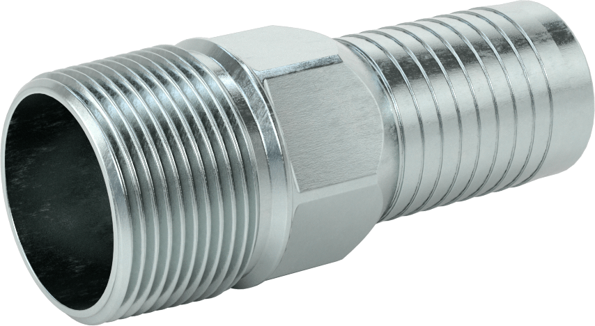 Hava ve Su için Kolay Takılabilir Dikenli Hortum Adaptörü, Düz, 1-1/4" Hortum İç Çapı x 1-1/4 BSPT Erkek için