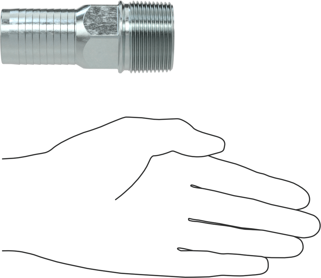 Hava ve Su için Kolay Takılabilir Dikenli Hortum Adaptörü, Düz, 1-1/4" Hortum İç Çapı x 1-1/4 BSPT Erkek için