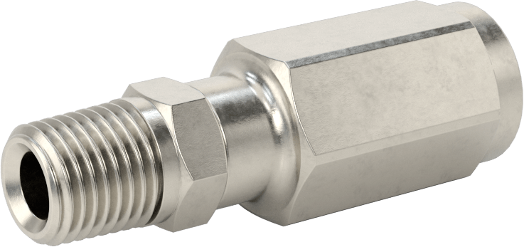 316 Paslanmaz Çelik Vidalı Hidrolik Sıvı Hortum Bağlantısı, Parker 30 Serisi, 1/4" Hortum İç Çapı, 1/4 NPTF Erkek Uç