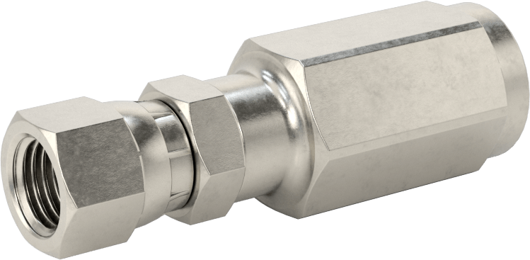316 Paslanmaz Çelik Vidalı Hidrolik Sıvı Hortum Bağlantısı, Parker 30, 1/4" Hortum İç Çapı, 7/16"-20 Dişi, 37 Derece Genişletme