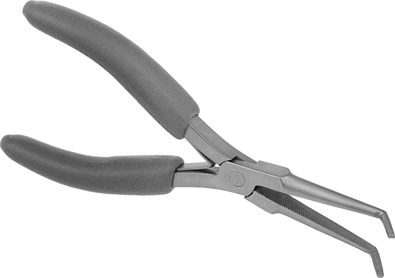 Statik Kontrol Kıvrımlı Burun Pense, İnce Burunlu, 6-1/2" Toplam Uzunluk, 11/32" Çene Uzunluğu