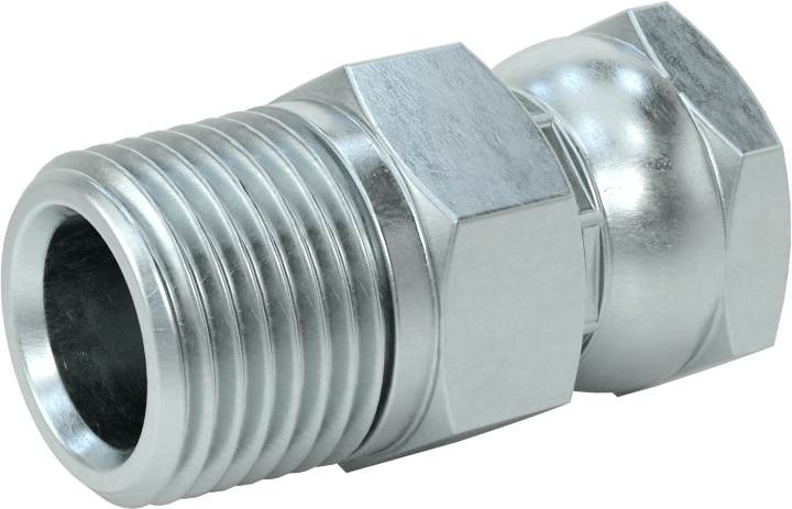 Hidrolik Sıvı için Çinko Kaplı Çelik Hortum Bağlantı Elemanı, Döner Adaptör, 3/8 NPSM Dişi x 1/2 NPT/NPTF Erkek