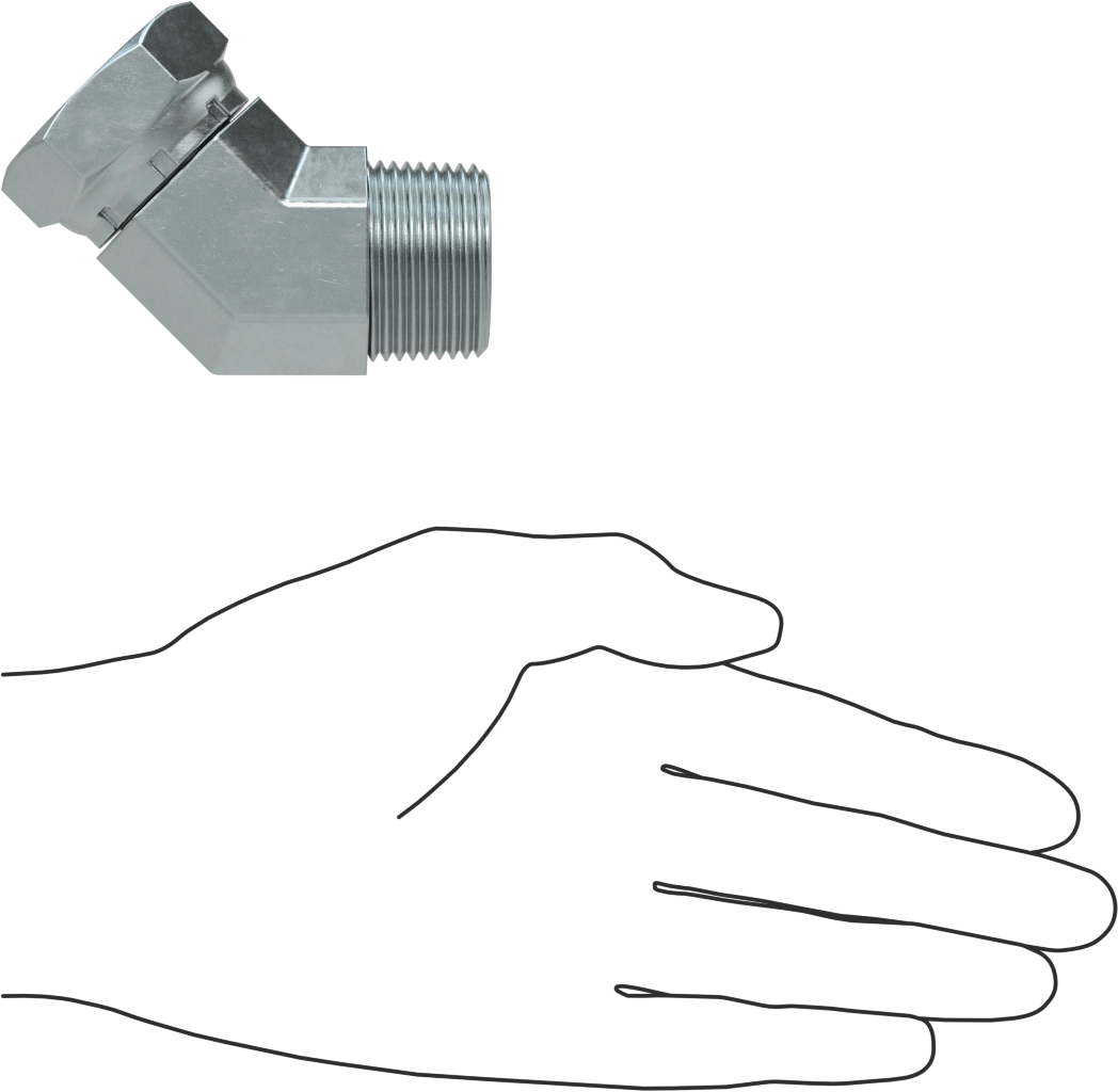 Hidrolik Sıvı için Çinko Kaplı Çelik Hortum Bağlantı Elemanı, Döner Başlıklı 45 Derece Adaptör, 1 NPSM Dişi x 1 NPT/NPTF Erkek