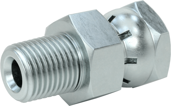 Hidrolik Sıvı için Çinko Kaplı Çelik Hortum Bağlantı Elemanı, Döner Başlıklı Adaptör, 1/8 NPSM Dişi x 1/8 NPT/NPTF Erkek