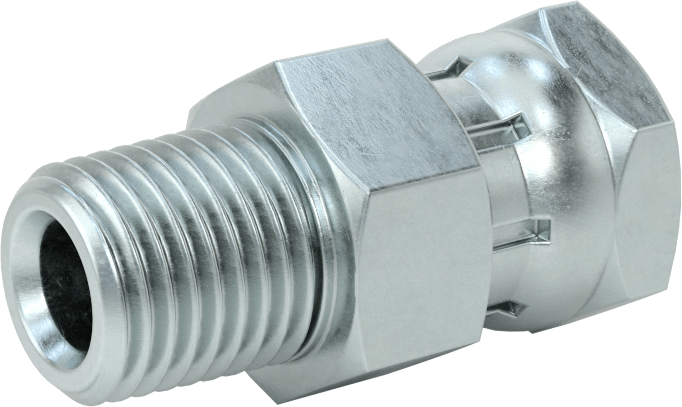 Hidrolik Sıvı için Çinko Kaplı Çelik Hortum Bağlantı Elemanı, Döner Başlıklı Adaptör, 1/4 NPSM Dişi x 1/4 NPT/NPTF Erkek