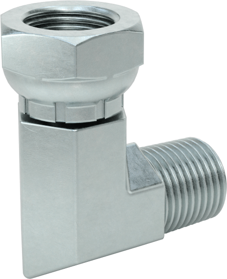 Hidrolik Sıvı için Çinko Kaplı Çelik Hortum Bağlantı Elemanı, Döner Başlıklı 90 Derece Adaptör, 1/8 NPSM Dişi x NPT/NPTF Erkek